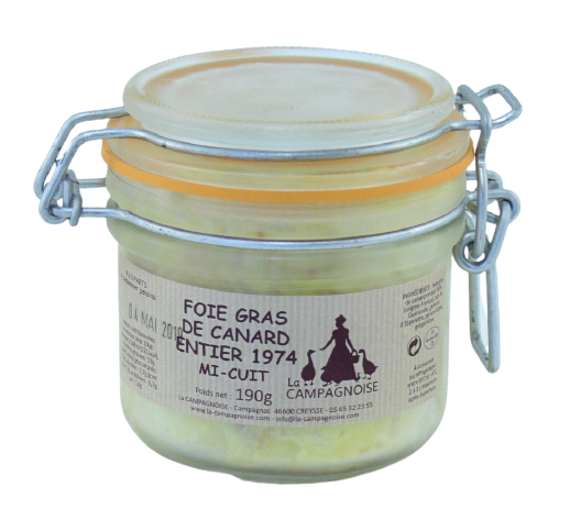 Bocal_Foie_Gras_de_Canard_entier_1974_Mi-Cuit_190g_La_Campagnoise_Producteur_de_Foie_Gras_Sud_-_Ouest_Creysse_Rocamadour
