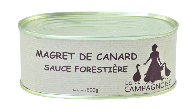 Boite_Magret_de_Canard_Sauce_Forestière_600g_La_Campagnoise_Producteur_de_Foie_Gras_Sud_-_Ouest_Creysse_Rocamadour-