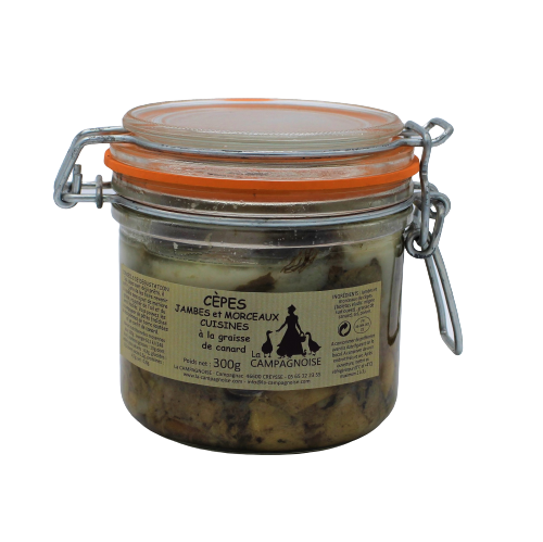 Bocal_Cèpes_Cuisinés_à_la_graisse_de_Canard_300g _La Campagnoise_Producteur de Foie Gras Sud - Ouest Creysse Rocamadour