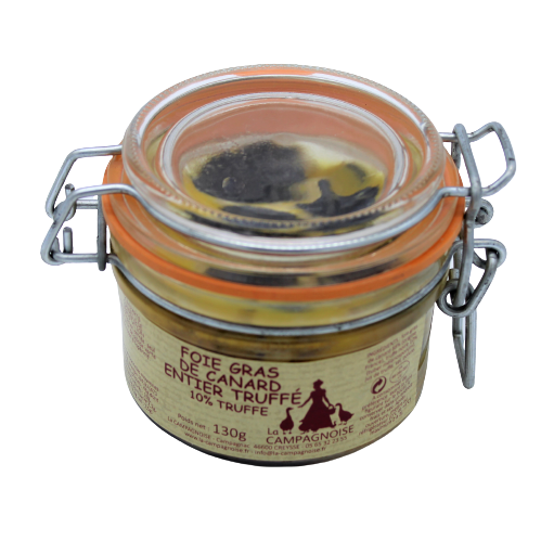 Bocal_Foie_Gras_d_ Canard_Truffé_10%_130g_La Campagnoise_Producteur de Foie Gras Sud - Ouest Creysse Rocamadour