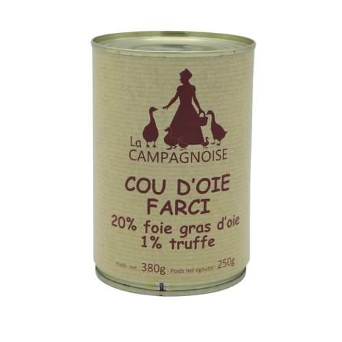Boite_Cou_d'Oie_farci_au_Foie_Gras_d'Oie_380g_La Campagnoise_Producteur de Foie Gras Sud - Ouest Creysse Rocamadour