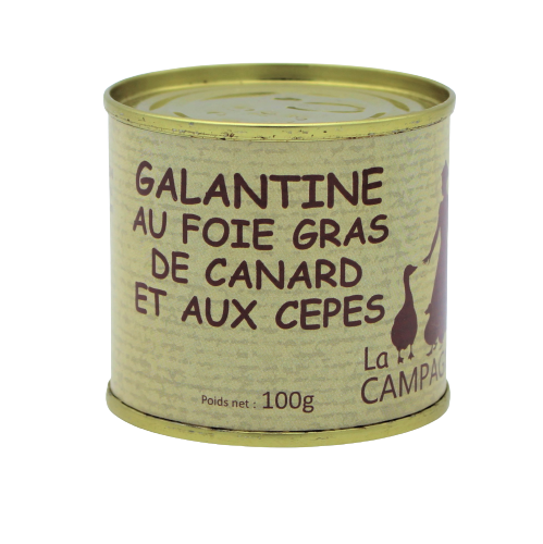 Boite_Galantine_au_Foie_Gras_de_canard_et_aux_cèpes_100g_La Campagnoise_Producteur de Foie Gras Sud - Ouest Creysse Rocamadour